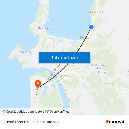 Liceo Rios De Chile to Inacap map