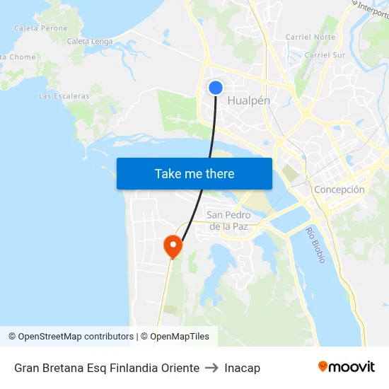 Gran Bretana Esq Finlandia  Oriente to Inacap map