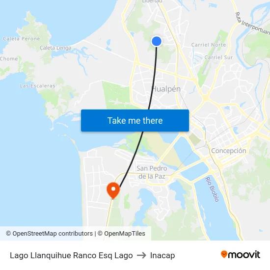 Lago Llanquihue Ranco Esq Lago to Inacap map