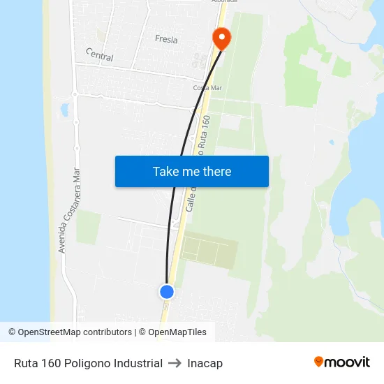 Ruta 160  Poligono Industrial to Inacap map