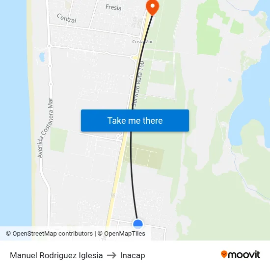 Manuel Rodriguez  Iglesia to Inacap map