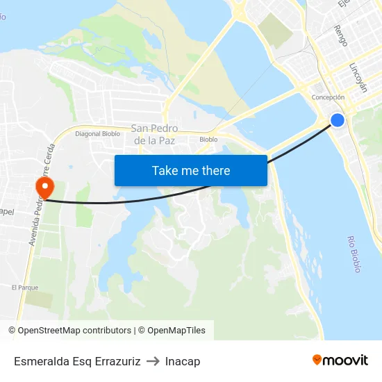 Esmeralda Esq Errazuriz to Inacap map