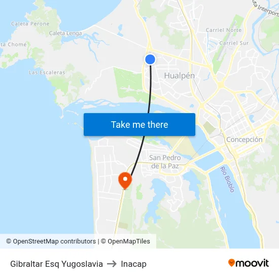 Gibraltar Esq Yugoslavia to Inacap map