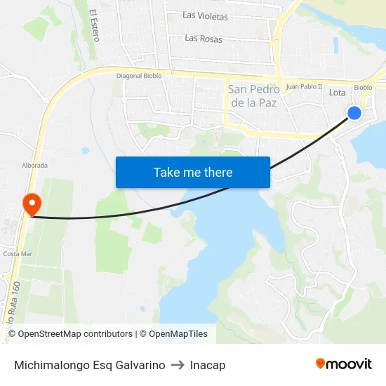 Michimalongo Esq Galvarino to Inacap map