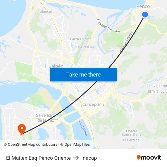 El Maiten Esq Penco  Oriente to Inacap map