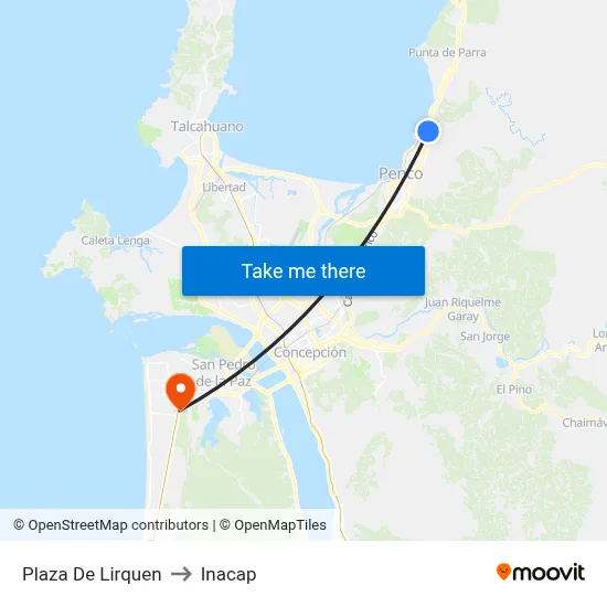 Plaza De Lirquen to Inacap map