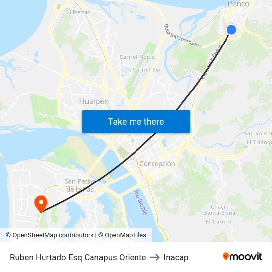 Ruben Hurtado Esq Canapus  Oriente to Inacap map