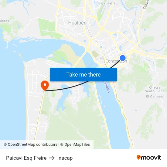 Paicavi Esq Freire to Inacap map