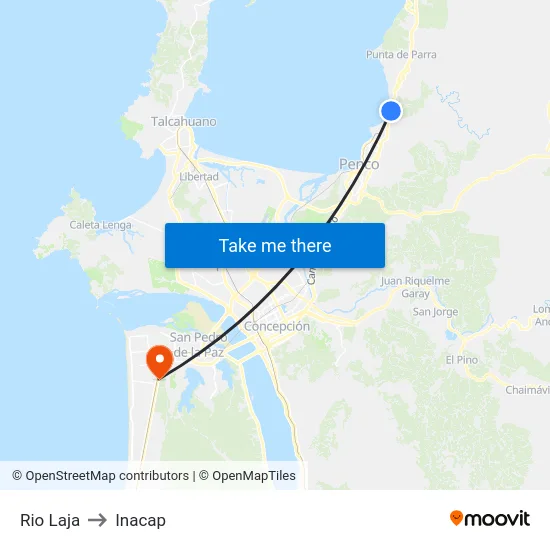 Rio Laja to Inacap map