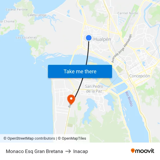 Monaco Esq Gran Bretana to Inacap map