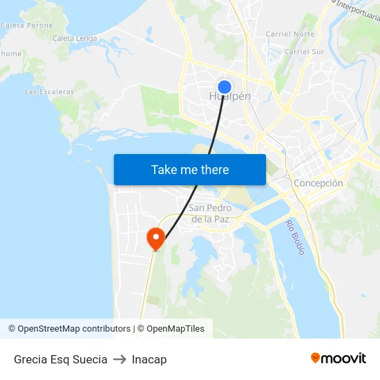 Grecia Esq Suecia to Inacap map