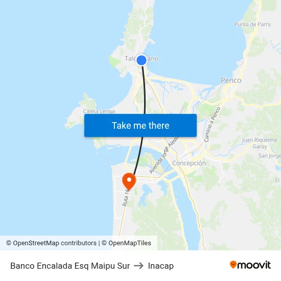 Banco Encalada Esq Maipu  Sur to Inacap map