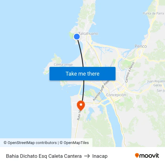 Bahia Dichato Esq Caleta Cantera to Inacap map