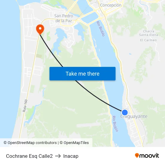 Cochrane Esq Calle2 to Inacap map