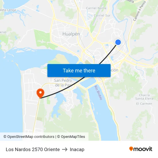 Los Nardos 2570  Oriente to Inacap map