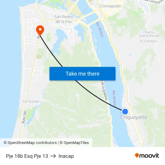 Pje 18b Esq Pje 13 to Inacap map