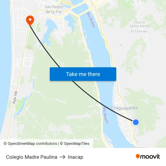 Colegio Madre Paulina to Inacap map