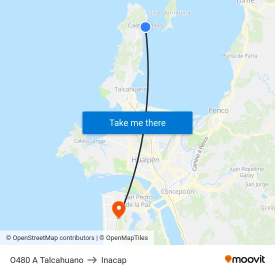 O480 A Talcahuano to Inacap map