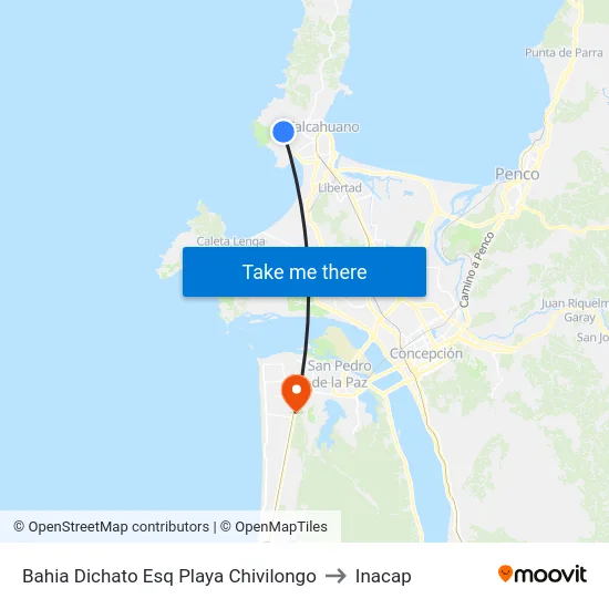 Bahia Dichato Esq Playa Chivilongo to Inacap map