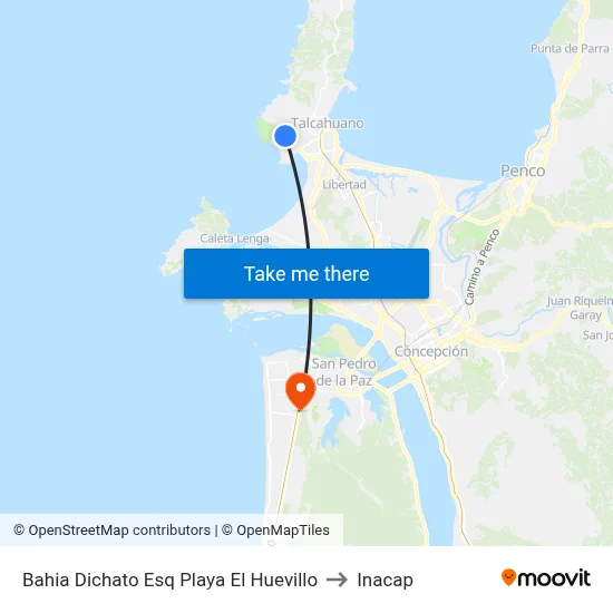 Bahia Dichato Esq Playa El Huevillo to Inacap map