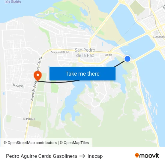 Pedro Aguirre Cerda  Gasolinera to Inacap map