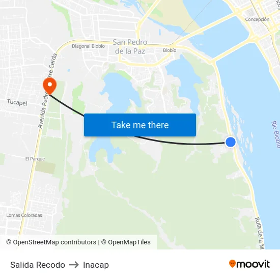 Salida Recodo to Inacap map