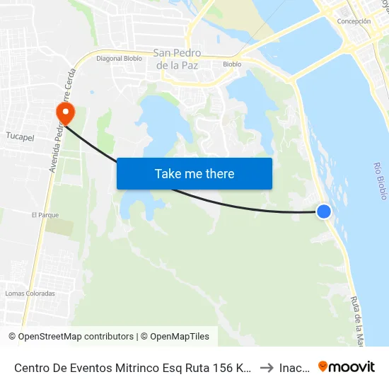 Centro De Eventos Mitrinco Esq Ruta 156  Km 4.2 to Inacap map