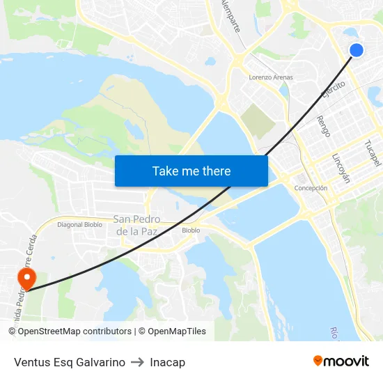 Ventus Esq Galvarino to Inacap map