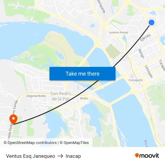 Ventus Esq Janequeo to Inacap map