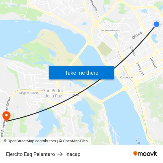 Ejercito Esq Pelantaro to Inacap map