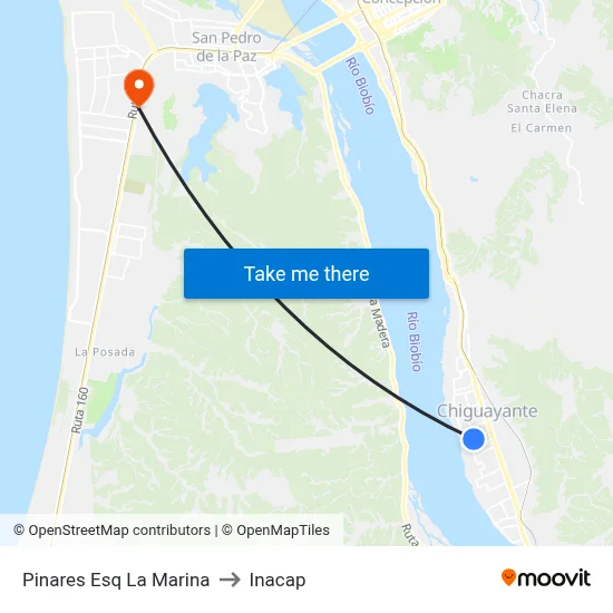 Pinares Esq La Marina to Inacap map