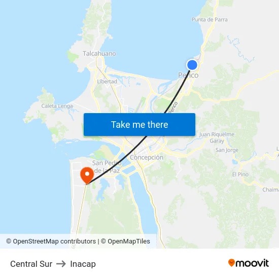Central  Sur to Inacap map