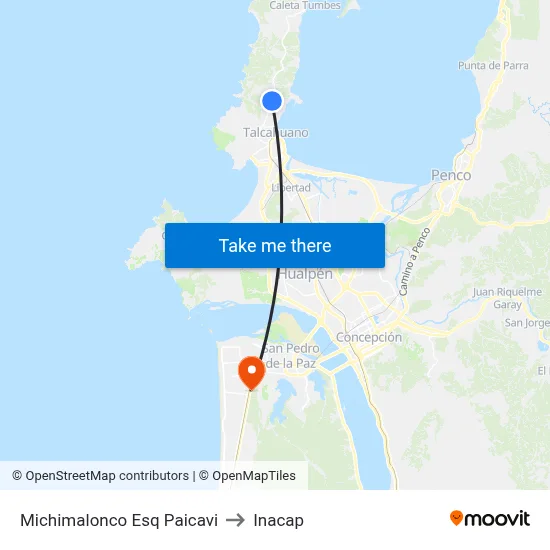 Michimalonco Esq Paicavi to Inacap map
