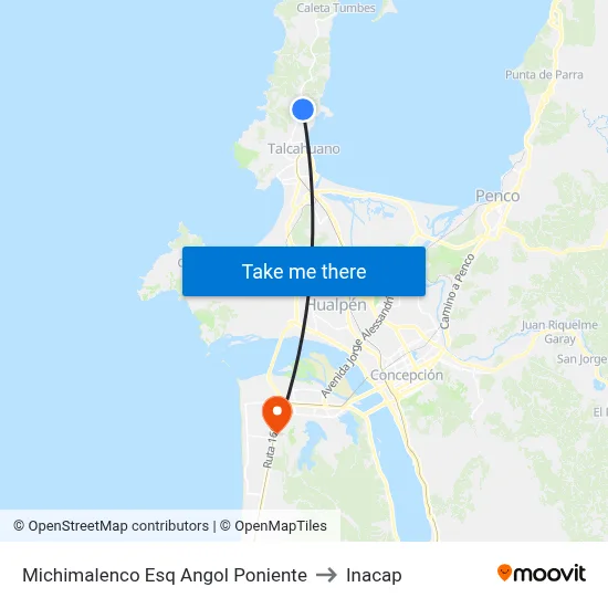 Michimalenco Esq Angol  Poniente to Inacap map