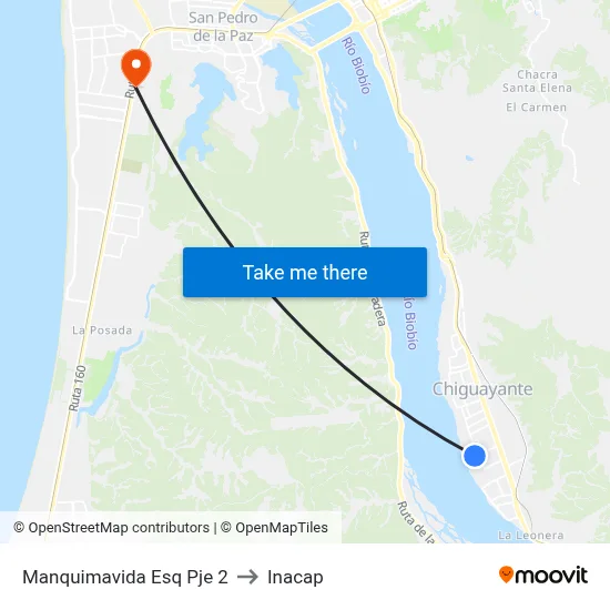 Manquimavida Esq Pje 2 to Inacap map