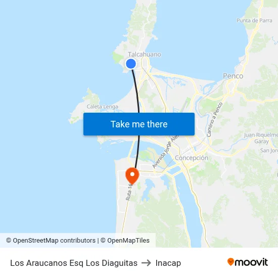 Los Araucanos Esq Los Diaguitas to Inacap map