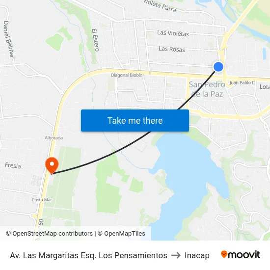 Av. Las Margaritas Esq. Los Pensamientos to Inacap map