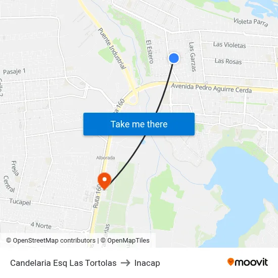 Candelaria Esq Las Tortolas to Inacap map