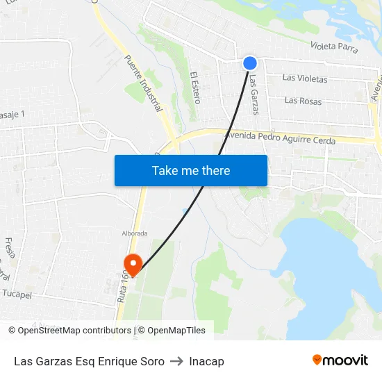 Las Garzas Esq Enrique Soro to Inacap map