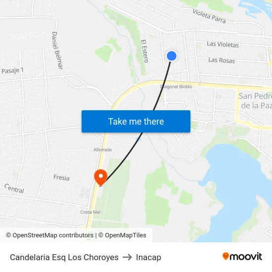 Candelaria Esq Los Choroyes to Inacap map