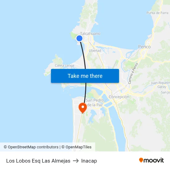 Los Lobos Esq Las Almejas to Inacap map