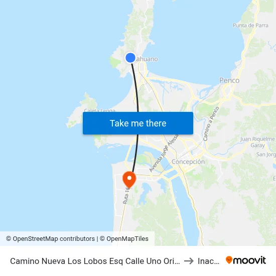Camino Nueva Los Lobos Esq Calle Uno  Oriente to Inacap map