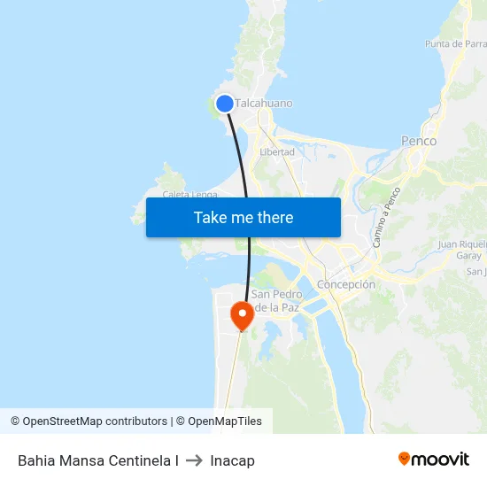 Bahia Mansa Centinela I to Inacap map