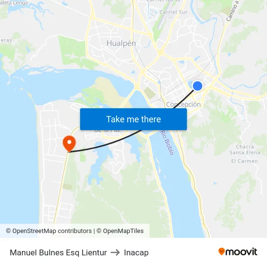 Manuel Bulnes Esq Lientur to Inacap map