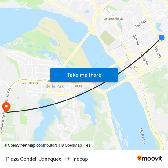 Plaza Condell  Janequeo to Inacap map