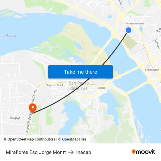 Miraflores Esq Jorge Montt to Inacap map