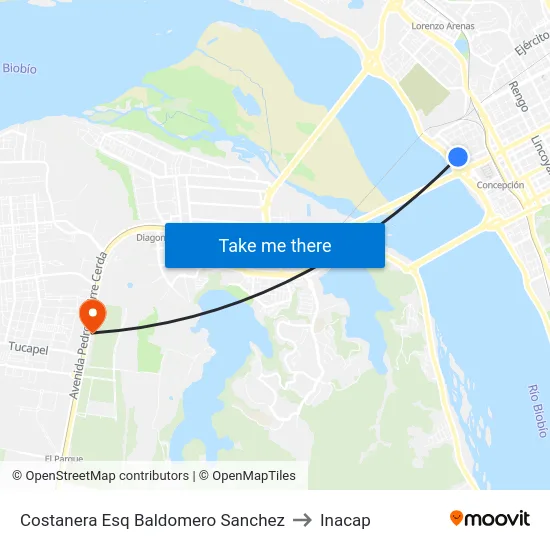 Costanera Esq Baldomero Sanchez to Inacap map