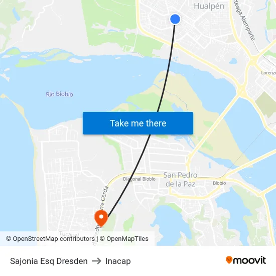 Sajonia Esq Dresden to Inacap map