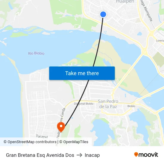 Gran Bretana Esq Avenida Dos to Inacap map