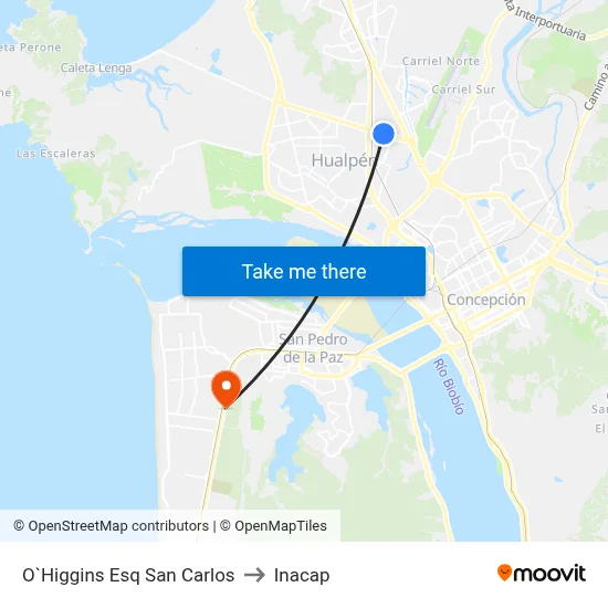 O`Higgins Esq San Carlos to Inacap map